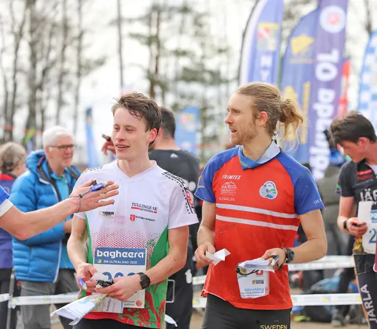 Simon Imark och Gustav Bergman är två löpare som högst troligt blandar sig i toppstriden på Medeldistans-SM. Bilden från Ultralång-SM tidigare i vår.