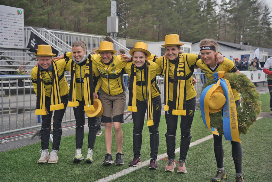 Trots ett skadefyllt år så kunde Tilda Östberg, längst till vänster, vinna Tiomila tillsammans med Marie Olaussen, Anna Mårsell, Erica Edman, Magdalena Olsson och Tove Alexandersson. Bild: Tilda Andersson.