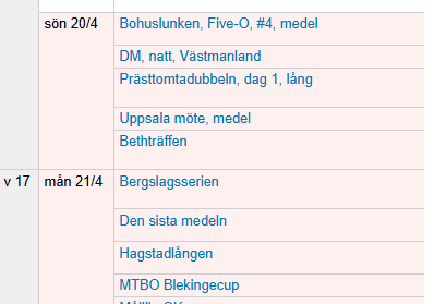 Tävlingskalendern natt-DM 2025